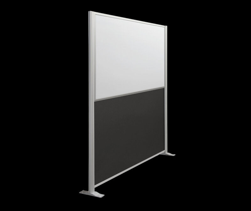 Whiteboardwand HxB195x130cm 2-zijdig met onderpaneel op voeten