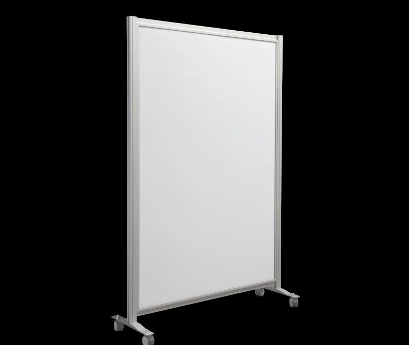 Whiteboardwand HxB202x130cm 2-zijdig op wielen zijaanzicht