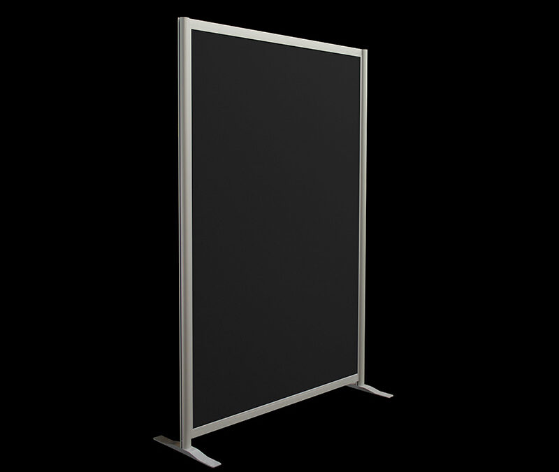 Wand prikbord zwart HxB192x130 op voeten zijaanzicht